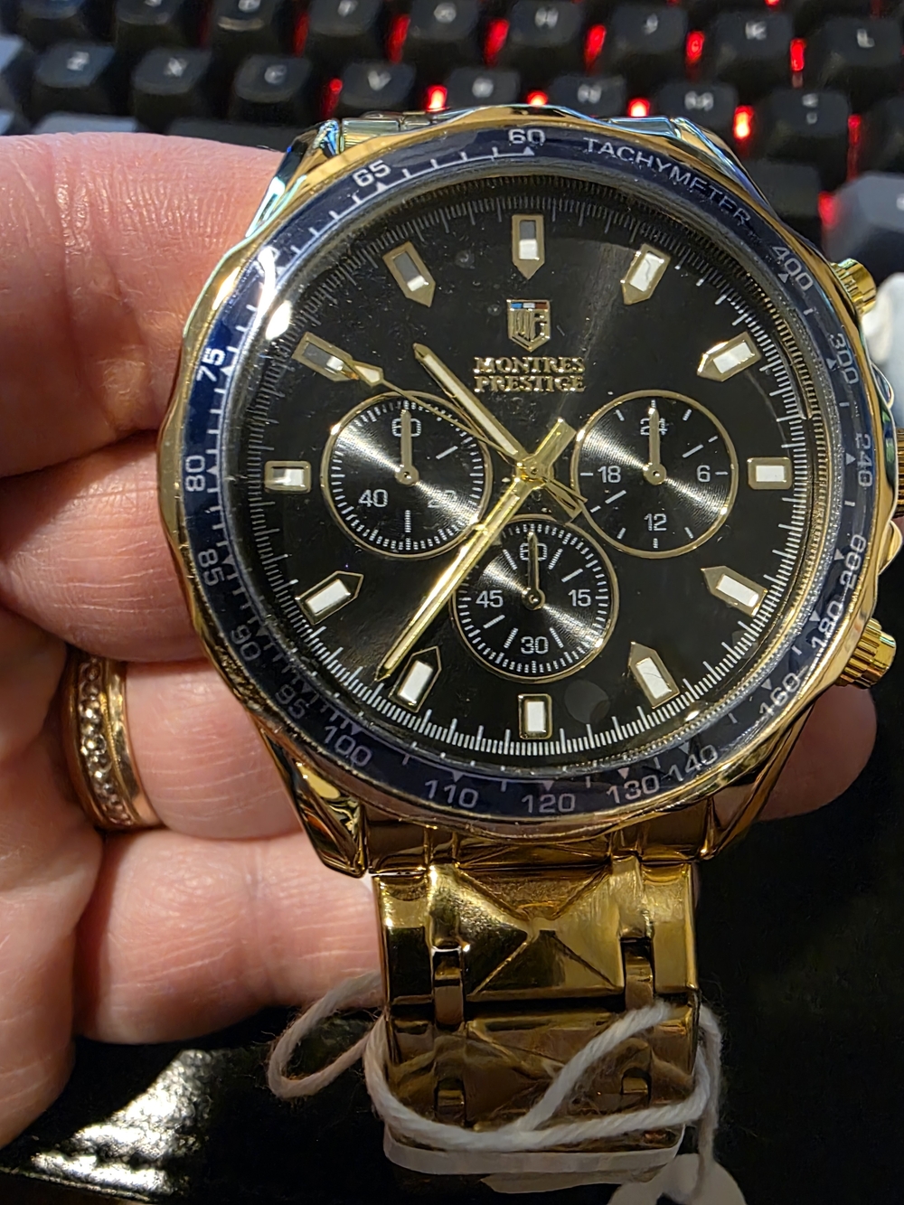Montres Prestige MPW-0338 Gold with Black Dial Men's Watch